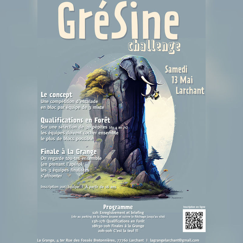 Grésine Challenge Bleau compétition grimpe escalade concert bouffe mixte